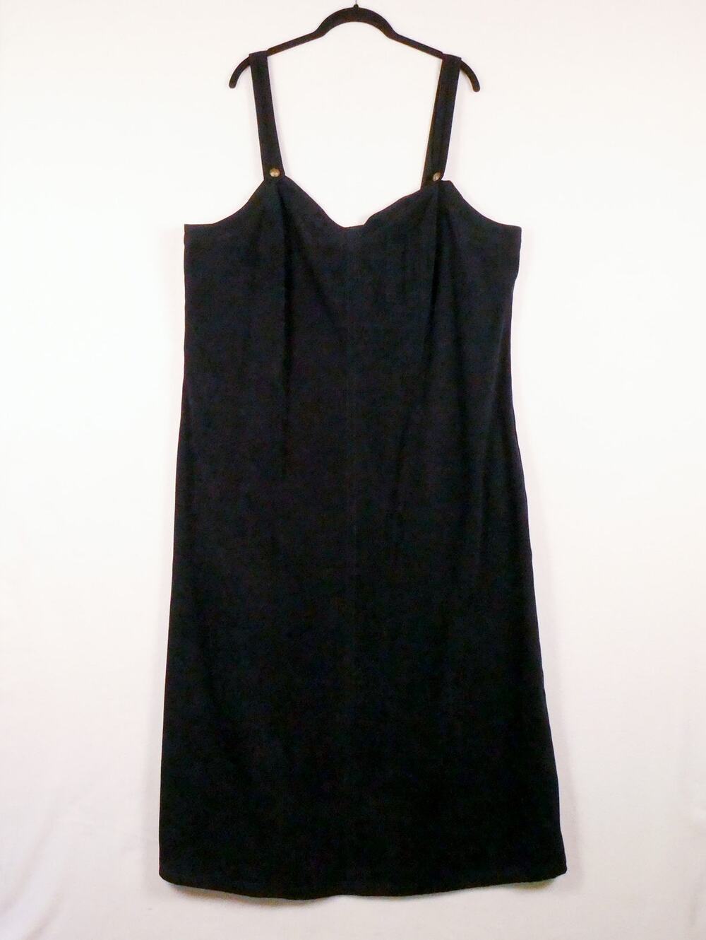 Vintage Carole Little Overall Maxi Dress Size 2X XXL Faux Suede Boho 80s Goth